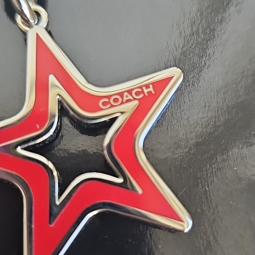 Coach NWOT Red and Silver Star Keychain Bag Charm - Picture 3 of 6